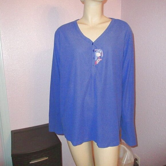 Vtg Disney Eeyore Waffle Knit Top Size 3X Piglet No Pooh Soft Embroidered Therma - Picture 1 of 12